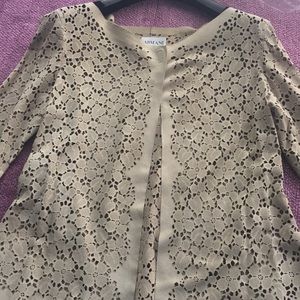 Armani suede laser cut floral design cardigan